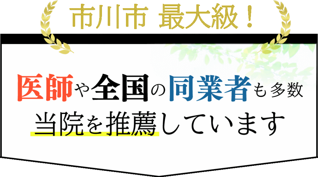 市川市最大級 医師や全国の同業者も当院を推薦しています